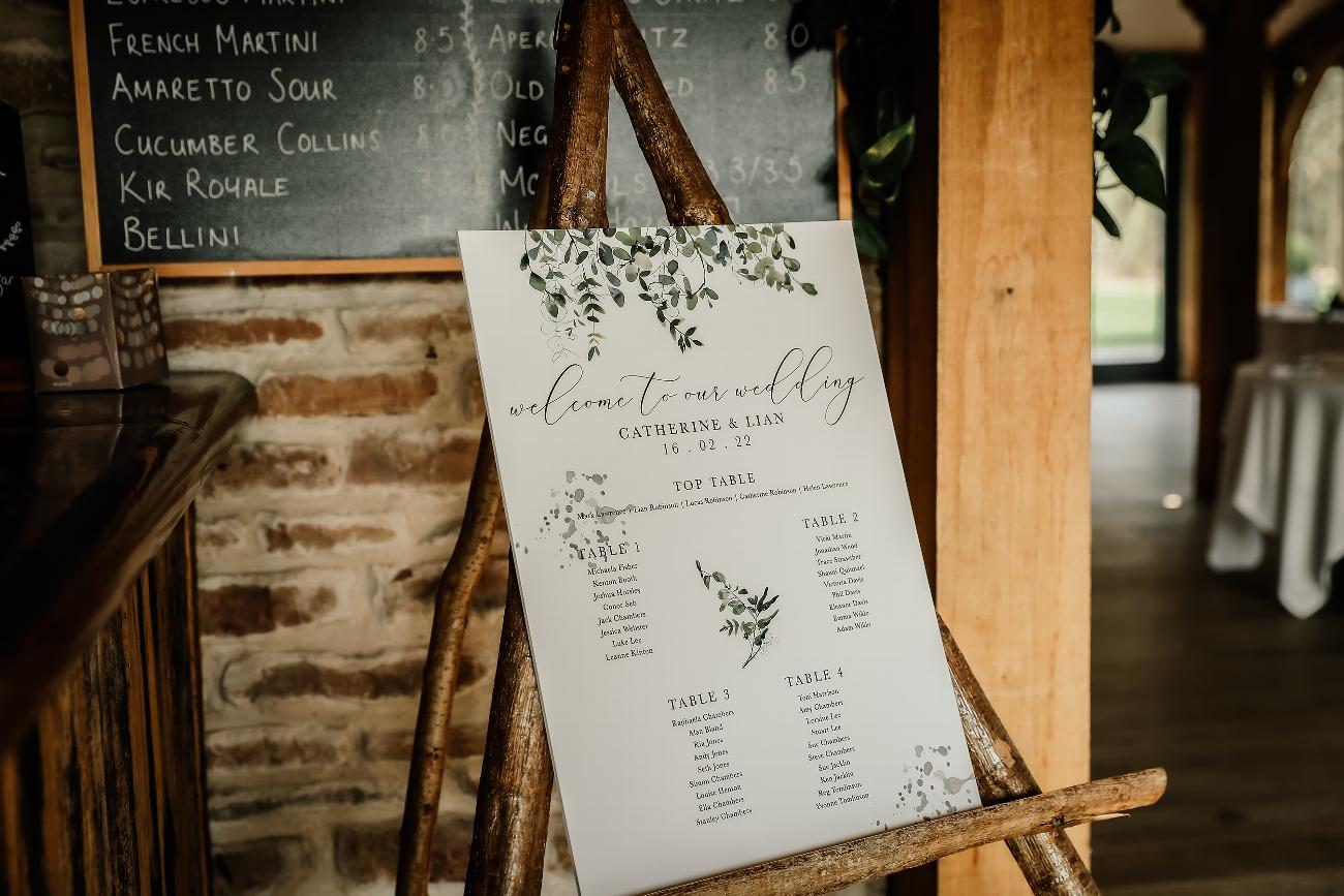 Eucalyptus Table Plan - Seating Plan Greenery - Natural Wedding Stationery - Timeless Wedding Stationery - North Lincolnshire Wedding Stationer and Photographer