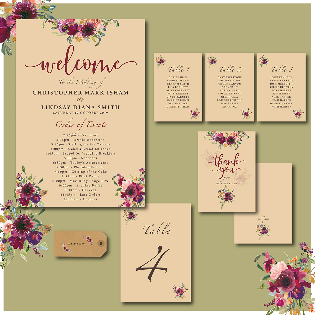 Wedding Stationery - Autumn Burgundy | Wedding Photographer and Wedding Stationery Designer in North Lincolnshire and UK gallery image 2