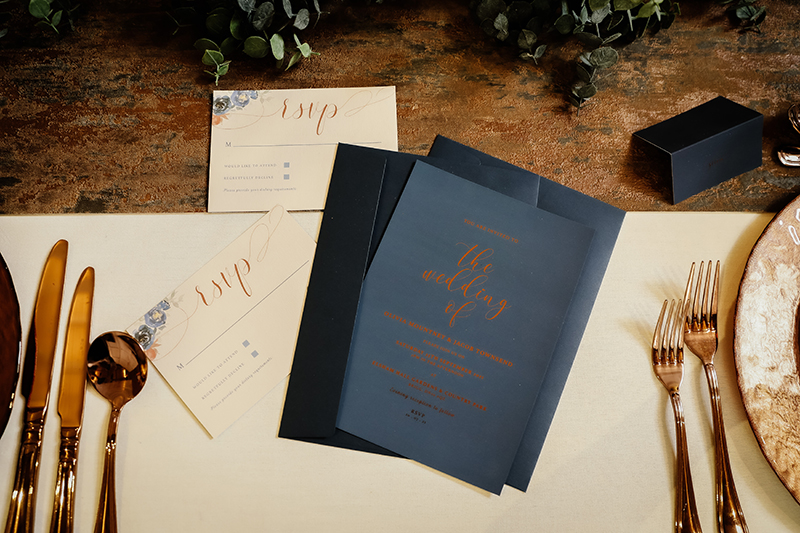 Navy Wedding Invites - Navy Copper Wedding Invites - Elegant Wedding Invitations - Blue Wedding Invites - North Lincolnshire Wedding Invites