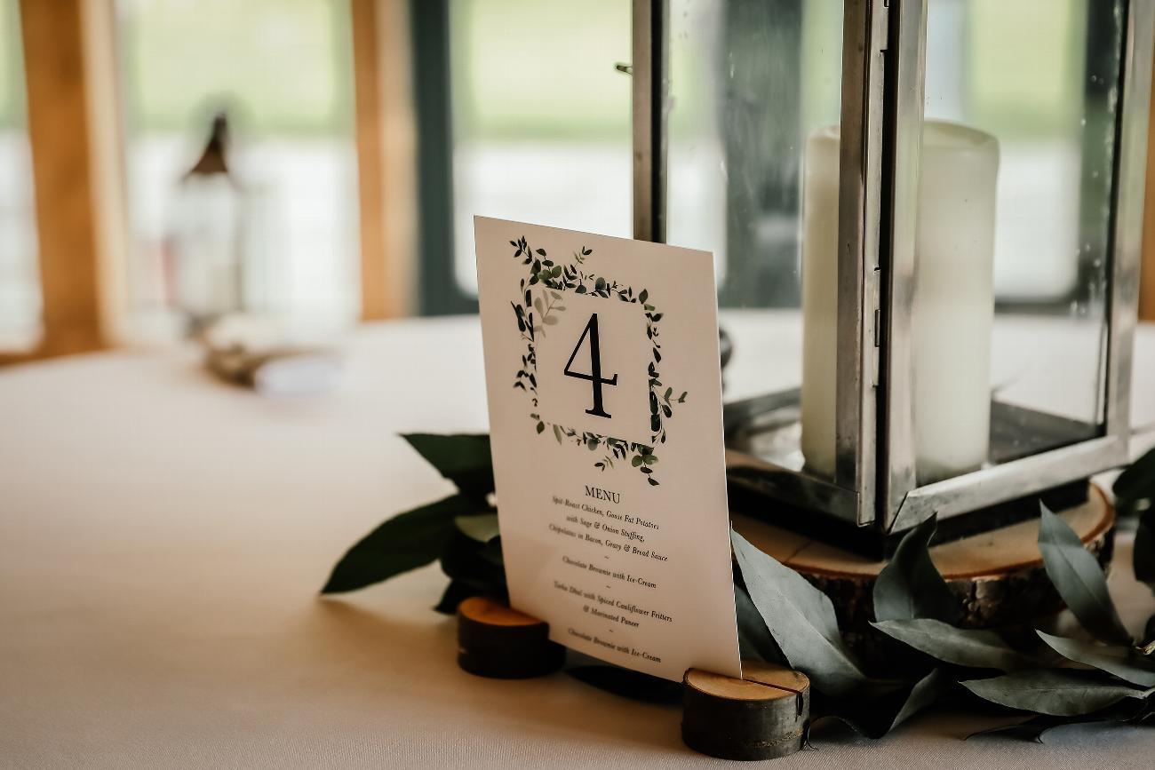 Table Number Wedding Day - Wedding Day Menu Sign - Wedding Signage - North Lincolnshire Wedding Photographer