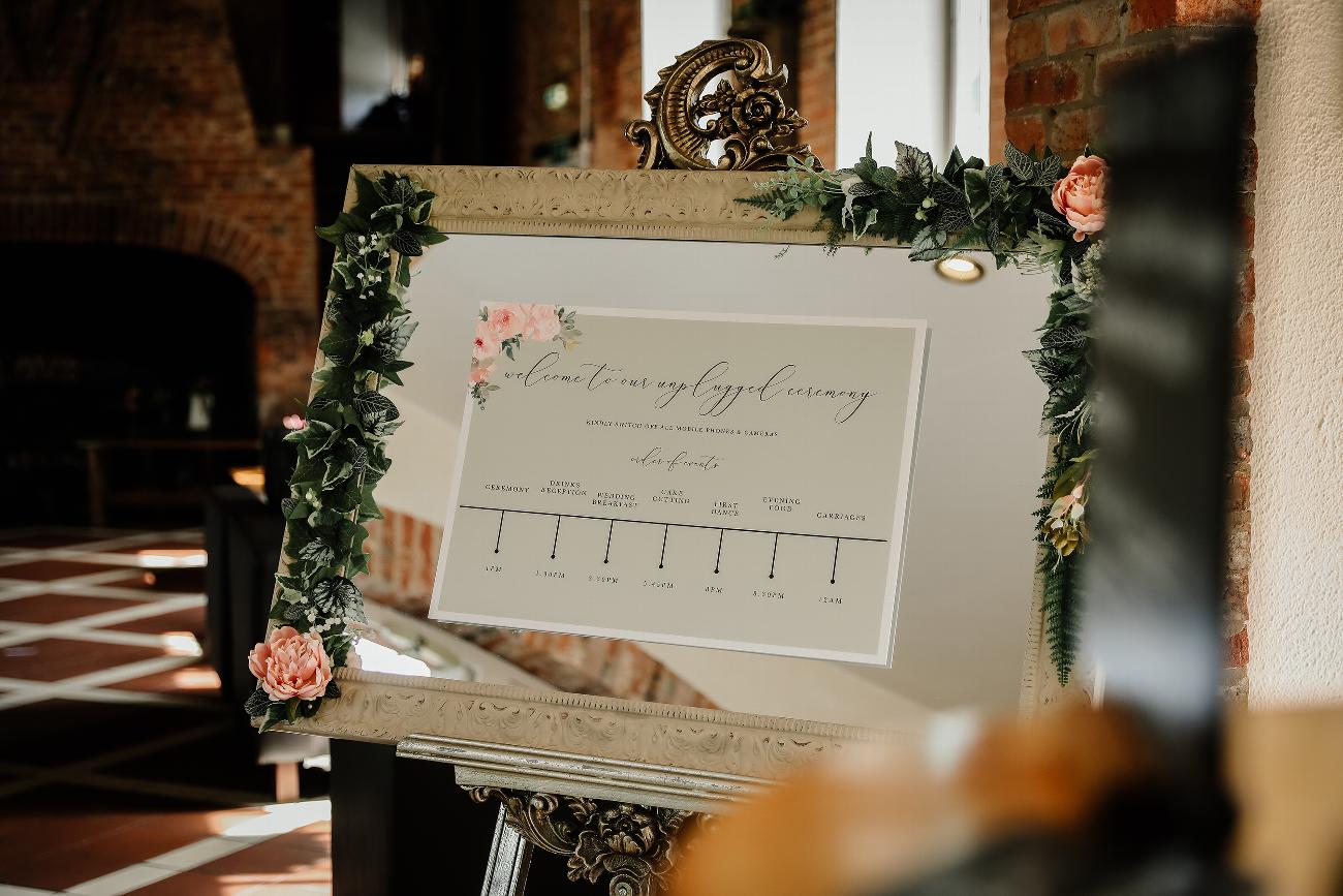 Unplugged Ceremony Board - Wedding Unplugged Ceremony sign - Order of Events Wedding Signage - Elsham Hall Wedding Photography - Wedding Photographer Elsham Hall