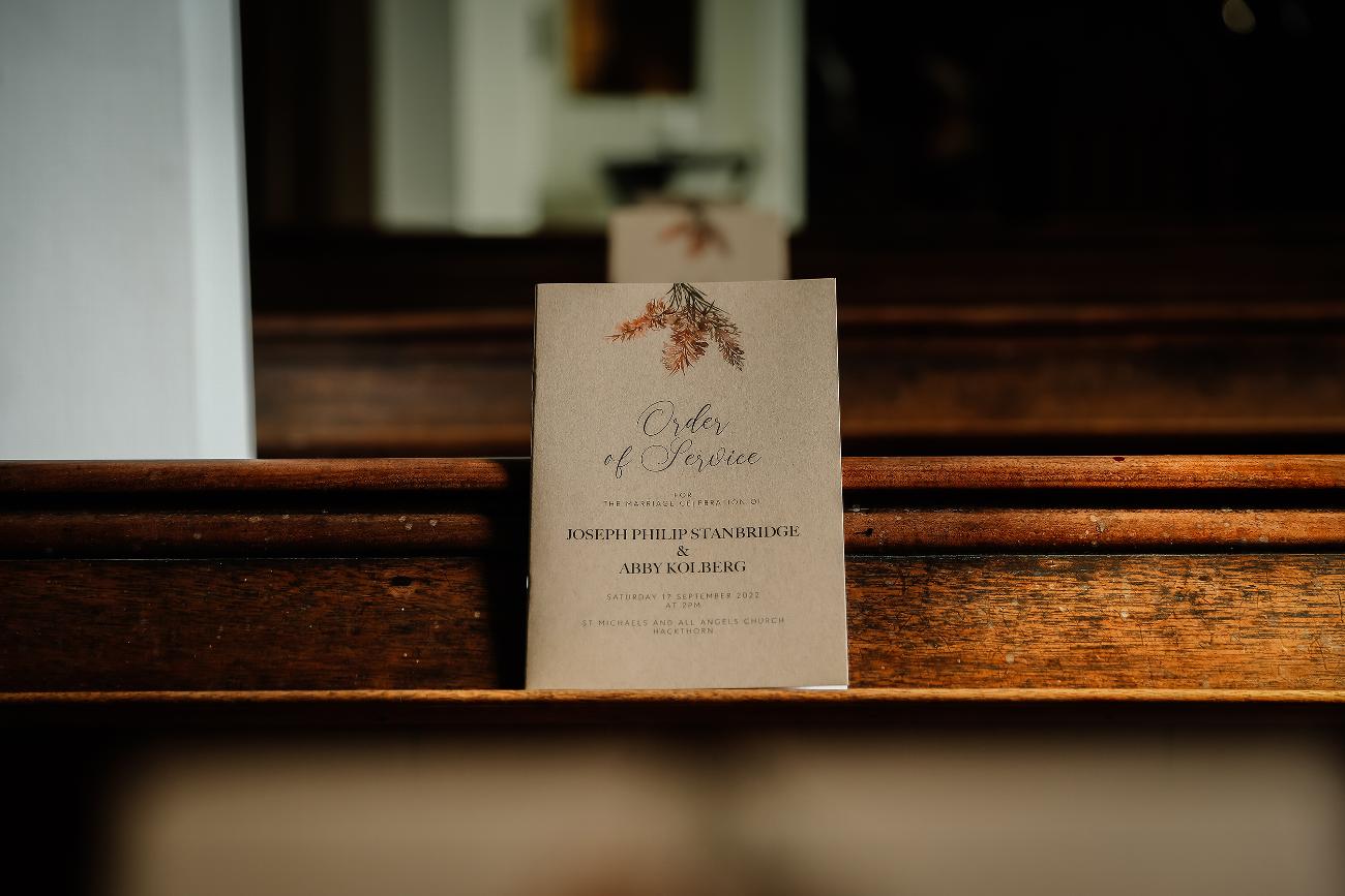 Order of Service Wedding Booklet - Wedding Day Order of Service - Boho Wedding - Lincolnshire Wedding Photographer