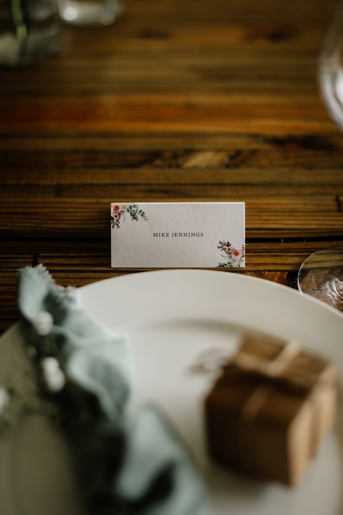 Guest Place Name Card - Seating Place Name - Wedding Day Guest Name Card - Littlewood Vineyard Wedding Photographer