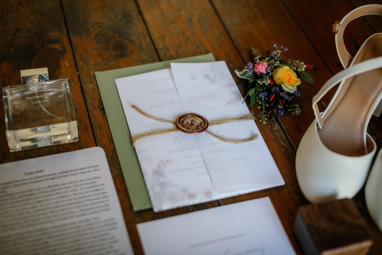 Wildflower Wedding Invites - Wax Seal & Twine Wedding Invitations - Grimsby Wedding Photographer - Healing Manor Wedding Photographer