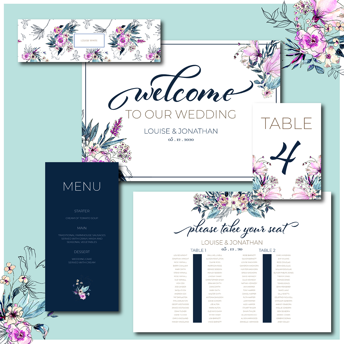 Wedding Stationery - Navy Sketch | Wedding Photographer and Wedding Stationery Designer in North Lincolnshire and UK gallery image 2